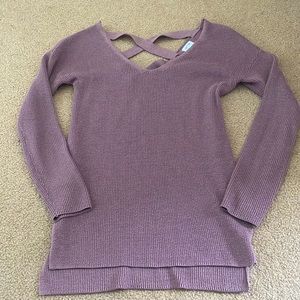 Hippie Rose pink/grey sweater with cross back detailing